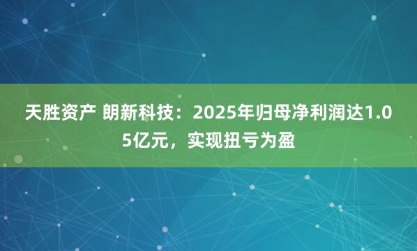 天胜资产 朗新科技：2025年归母净利润达1.05亿元，实现扭亏为盈